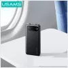Ārējais akumulators usams PB80 PD20W 10000mAh — pārnēsājams lādētājs, melns