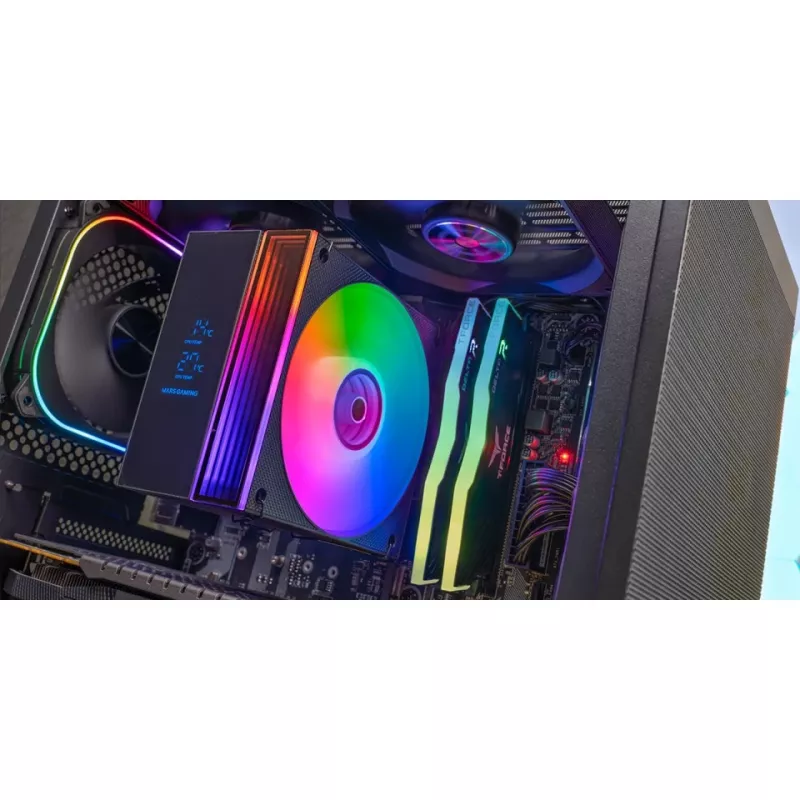 Gaisa dzesētājs TACENS Mars Gaming MCPU-LCD, 120 mm ventilators, TDP 300 W, atbalsta LGA1700/1200/115x/1366 un AM4/AM5, melns