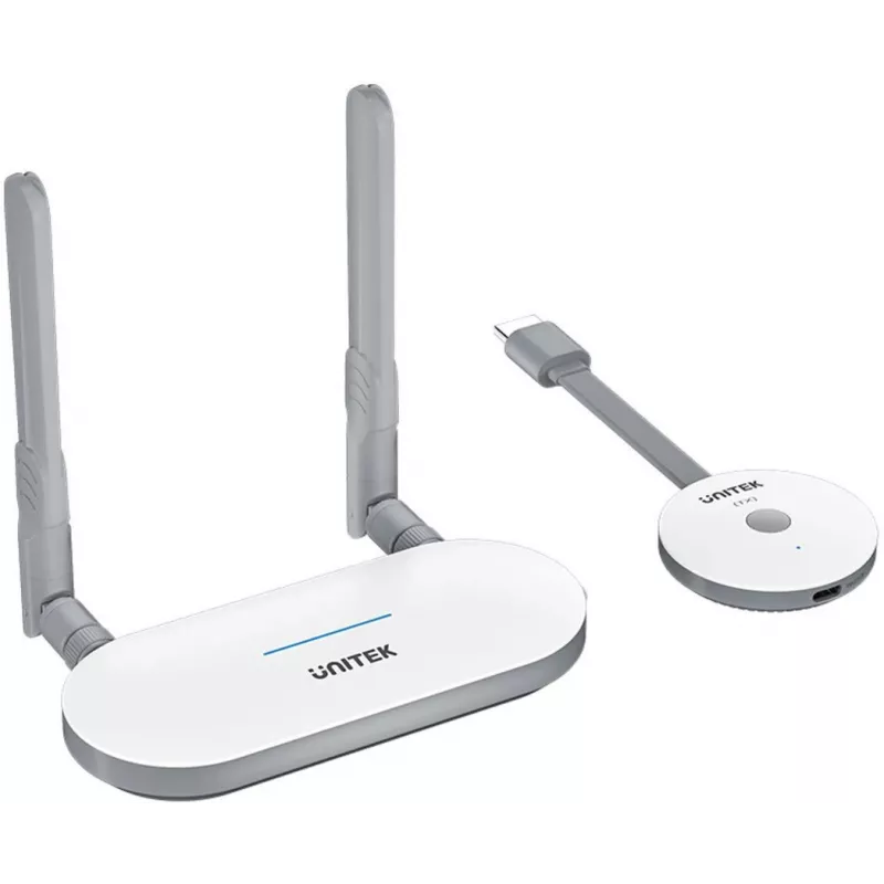 Bezvadu HDMI AV signālu pārraides sistēma Unitek V1183A01, raidītājs un uztvērējs, diapazons līdz 50 m