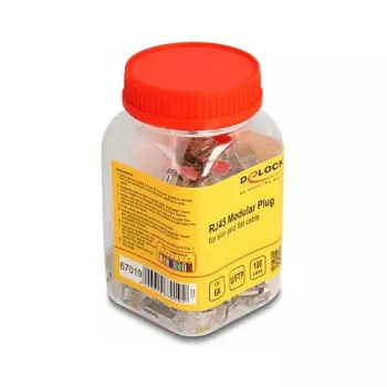 DeLOCK RJ45 modulārais spraudnis Cat.6A plāniem un plakaniem kabeļiem, 100 gab. komplekts