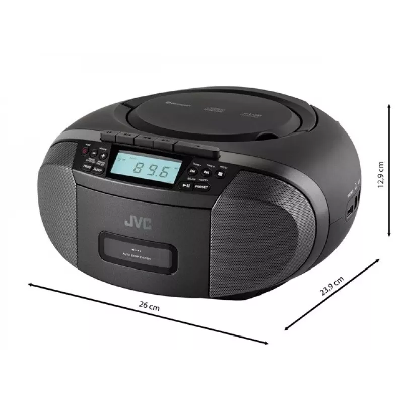 Radio atskaņotājs JVC RC-E444B melns ar CD atskaņotāju un FM uztvērēju