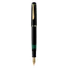Pelikan M200, melna, zelta, iebūvēta uzpildes sistēma, sveķi, zelta, slīpraksta spalva, zelta, nerūsējošais tērauds