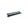 Sadales panelis 19 inch 24 porti, CAT6, S/FTP, 1U, kabeļu atbalsts, melns (komplekts)
