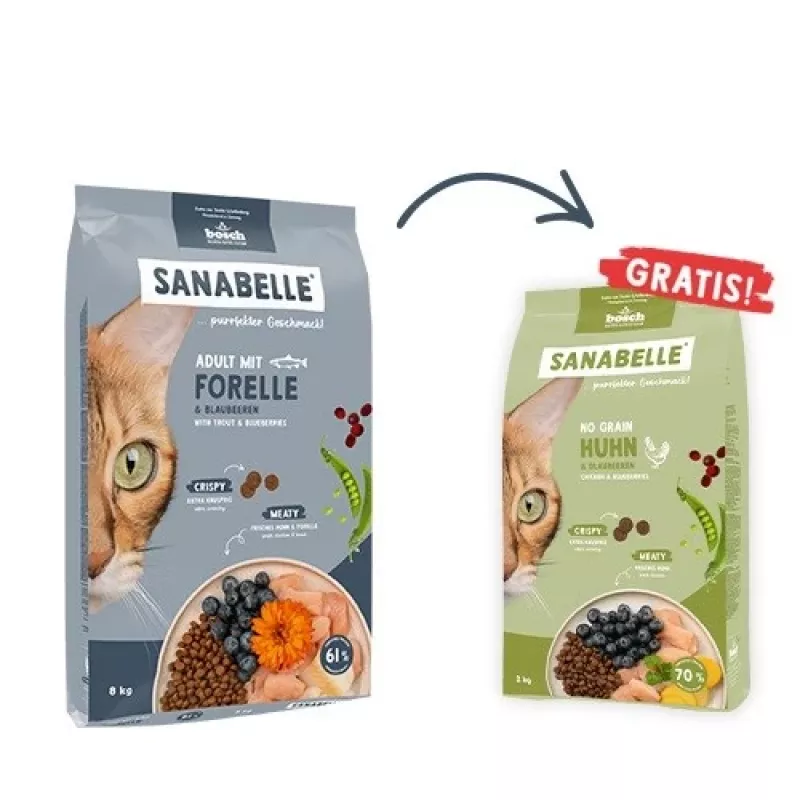 BOSCH Sanabelle Adult Trout & Blueberries - sausā kaķu barība - 2 kg