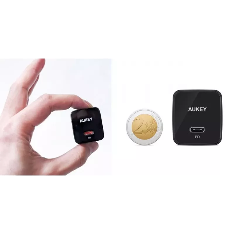 Sienas lādētājs Aukey PA-Y20S 20W USB-C Power Delivery, kompakts viena porta