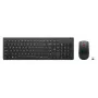Bezvadu tastatūras un peles komplekts Lenovo Essential Wireless Combo Gen2 — melns, kompakts izkārtojums, bezvadu savienojums
