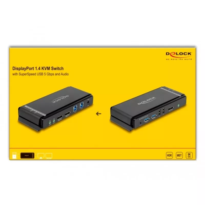 KVM slēdzis DeLOCK DisplayPort 1.4 8K 60Hz USB Audio