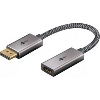Plus DisplayPort > HDMI adaptera kabelis, 4K @ 60Hz (pelēks, 20cm, 32 Gbit/s)