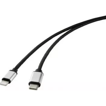 Renkforce USB Handy Connection Cable [1x USB 3.0 Plug C - 1x Apple Lightning-Plug] 1.00 m Melns (RF-4353446)