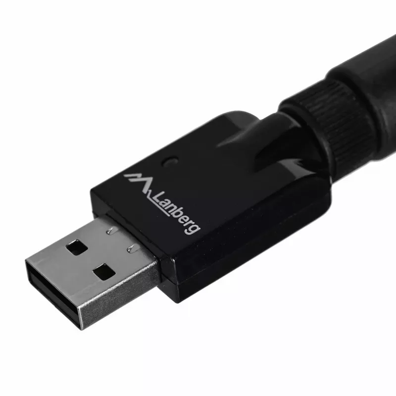 USB Wi‑Fi adapteris LANBERG NC-0300-WIE, USB 2.0, divas ārējās antenas 5 dBi, WLAN 300 Mbps, Ethernet/WLAN, melns