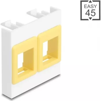 Montāžas rāmis DELOCK Easy 45 Module 2x Keystone turētāji 45×45 mm balts / dzeltens