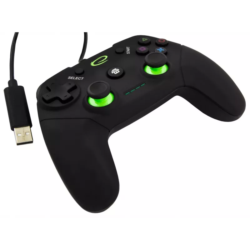 Spēļu kontrolieris ESPERANZA EGG110K vadu USB ar vibrāciju, 12 pogas, 1,5 m kabelis — PC un PS3