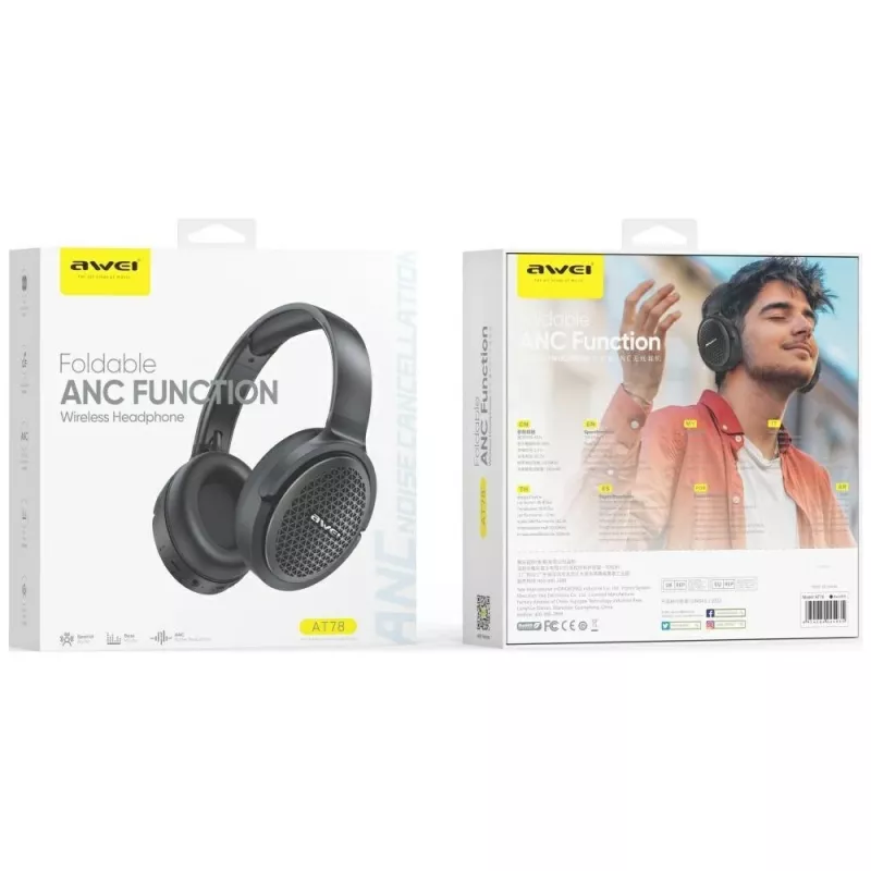 Awei Bluetooth austiņas AT78 ANC ENC 6.0 — bezvadu austiņas ar ANC un ENC, Bluetooth 6.0