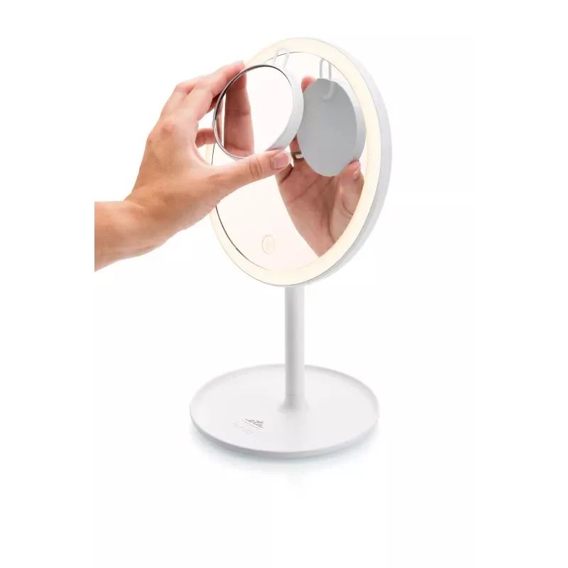 Brīvi stāvošs LED grima spogulis ETA Fenité apaļš 20 cm, skārienvadība, USB, iebūvēts LiPo akumulators