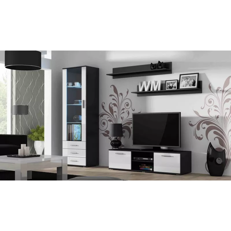 Cama TV statīvs SOHO 140 melns/balts glancēts