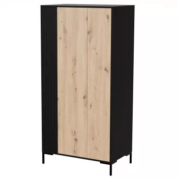 Garderobe cama meble Cama v, melns rāmis, 4 plaukti, 900×550×1840 mm