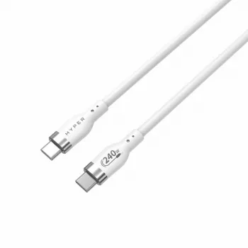 HYPER HyperJuice 240W Silikona USB-C uz USB-C kabelis (3 pēdas/1 m) - Balts