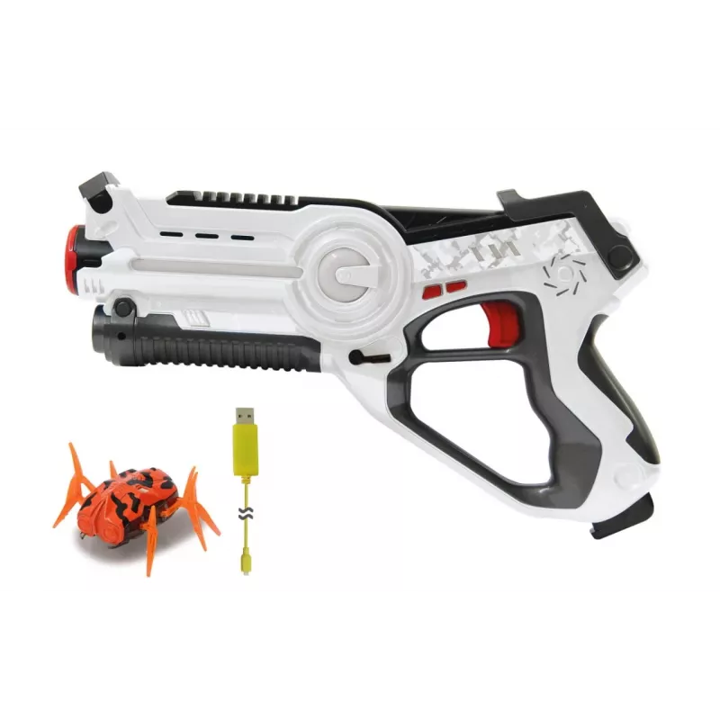 Jamara 410065 Impulse Laser Bug Hunt Set, rotaļu lāzerpistole ar mērķi, baltā/oranžā krāsā