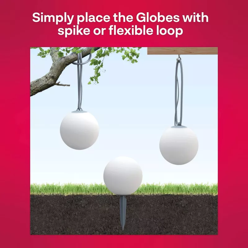 Āra viedā globusa gaisma krāsaina 3-pack, LED gaisma aizstāj 33 vatus