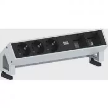 Strāvas pagarinātājs Bachmann DESK 2 0,2 m 3 maiņstrāvas rozetes Melns Nerūsējošais tērauds