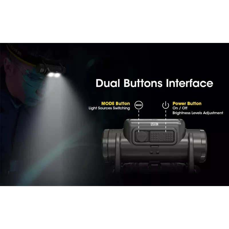 Galvas lukturītis Nitecore NU50 melns dzeltens LED ūdensizturīgs triecienizturīgs
