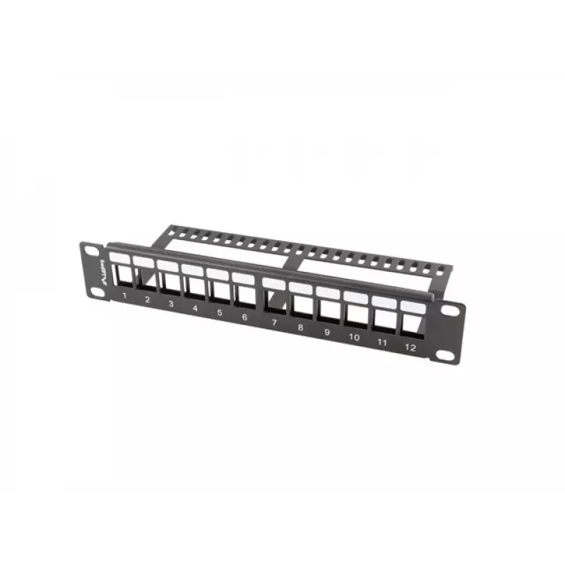 Rack aizklāšanas panelis LANBERG PPKS-9112-B, 12 portu, 1U, metāla, pelēks, 254×44,5×99,3 mm