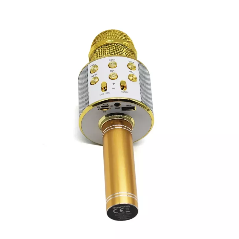 Mikrofons MANTA MIC10-G Gold kardioīds pārnēsājams — kardioīds kondensatora tipa, rokas dizains