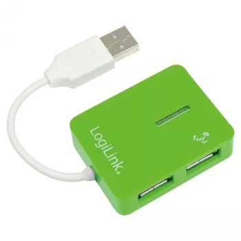 USB centrmezgls LOGILINK UA0138 — 4 portu USB 2.0 centrmezgls, zaļš, līdz 480 Mbit/s