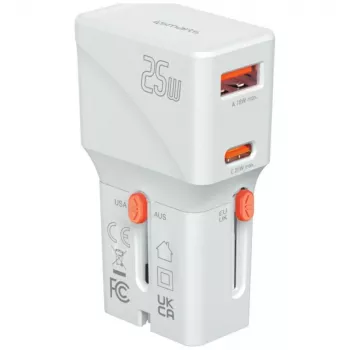 Ceļojumu lādētājs 25W World Travel 25W USB-C + A