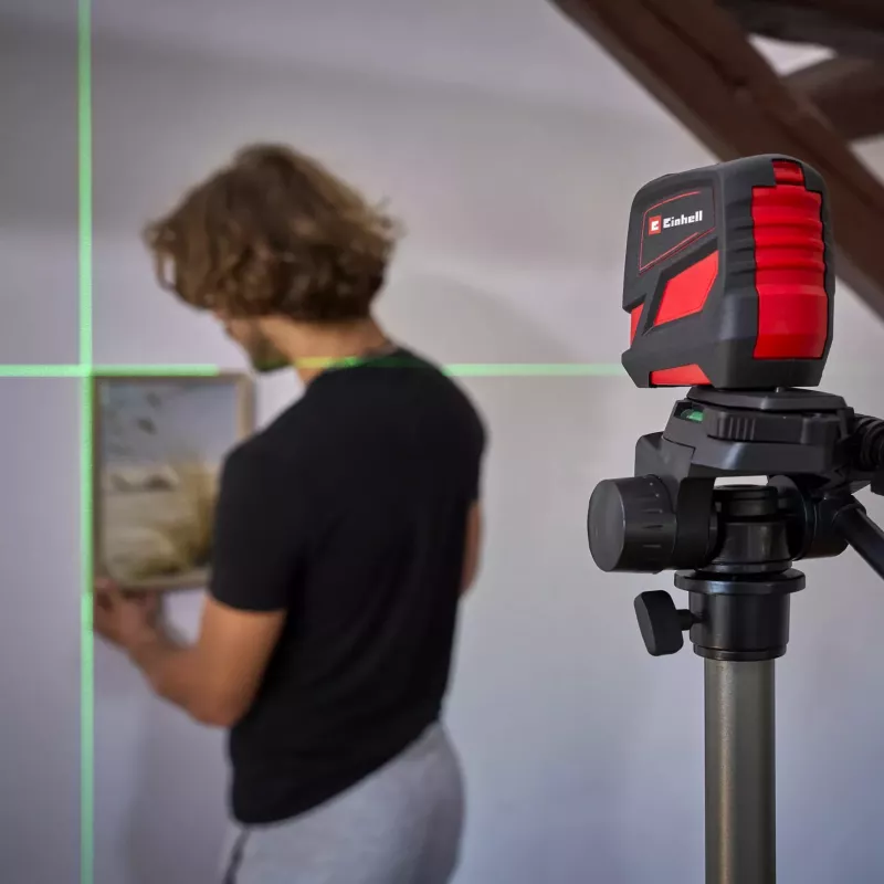 Lāzera nivelieris Einhell TC-LL 2 G — pašizlīdzinošs zaļš krusts un 360° līnija