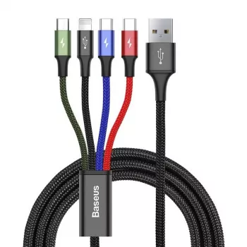 Baseus Fast 4in1 USB kabelis 2xUSB-C / Lightning / Micro 3.5A 1.2m (melns)