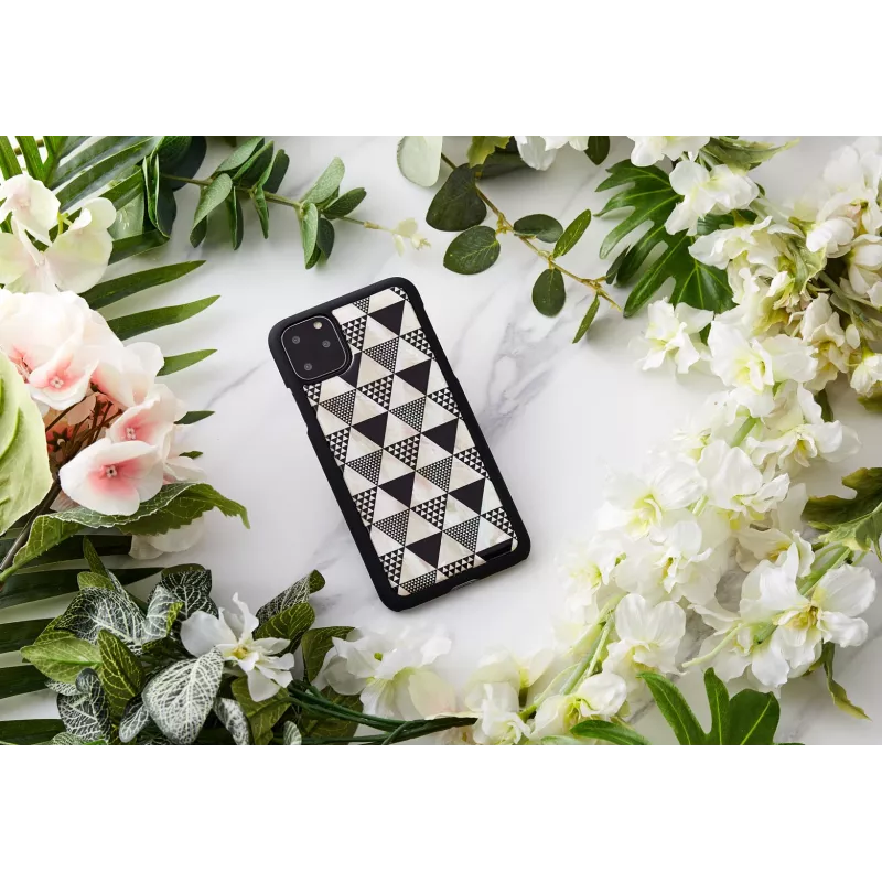 Viedtālruņa maciņš iKins iPhone 11 Pro Max, melns piramīdas dizains, aizsargājošs ciets apvalks