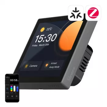 Pie sienas stiprināms viedais vadības panelis Sonoff NSPanel Pro — Wi‑Fi, Bluetooth, ZigBee atbalsts, modelis NSPanel86PB