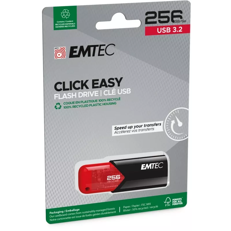 USB zibatmiņa Emtec 256GB USB Type-A 3.2 Gen 1 Click Easy