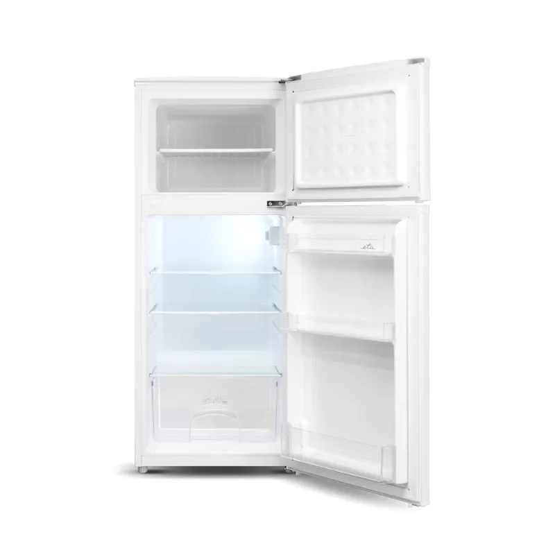 ETA ledusskapis | ETA174490000E | Energoefektivitātes klase E | Brīvi stāvošs | Divdurvju | Augstums 123 cm | Ledusskapja neto tilpums 112 L | Saldētavas neto tilpums 39 L | 40 dB | Balts