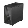 Rack cabinet LANBERG FF01-6222-12B 22U 600x1200 mm melns ar stikla priekšējām un aizmugurējām durvīm