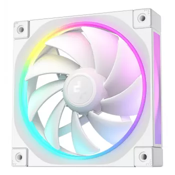 12 cm korpusa ventilators DeepCool FL12 WH — 3 gab. komplekts, 120×120×25 mm, 2150 RPM, 55 CFM, Fluid Dynamic Bearing, PWM, multi-LED, 4-pin