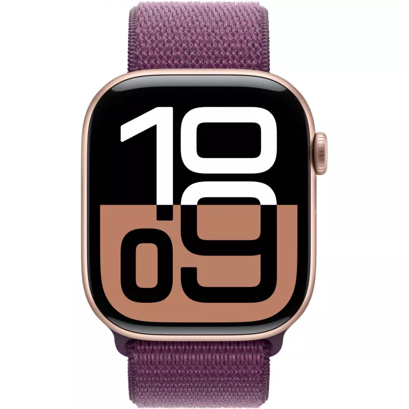 Apple Watch Series 10 alumīnija korpuss GPS + Cellular 46mm rožu zelta Sport Clip plūmju