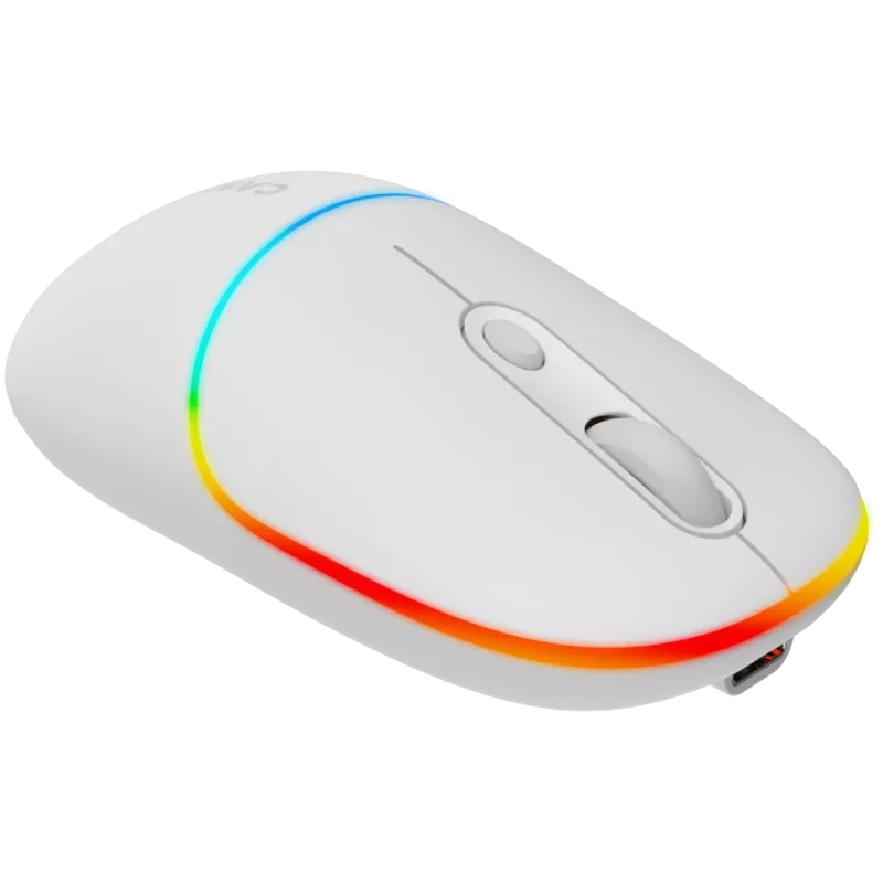 Canyon MW-22 CNS-CMSW22SW pele – 2-in-1 Bluetooth/2,4 GHz – optiska – 800/1200/1600 DPI – 4 pogas – RGB apgaismojums – uzlādējama – sniegbalta