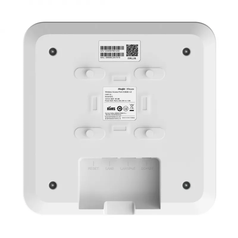 Bezvadu piekļuves punkts Reyee RG-RAP2200(E) — divjoslu 2,4/5 GHz, 1267 Mbit/s, PoE, balts
