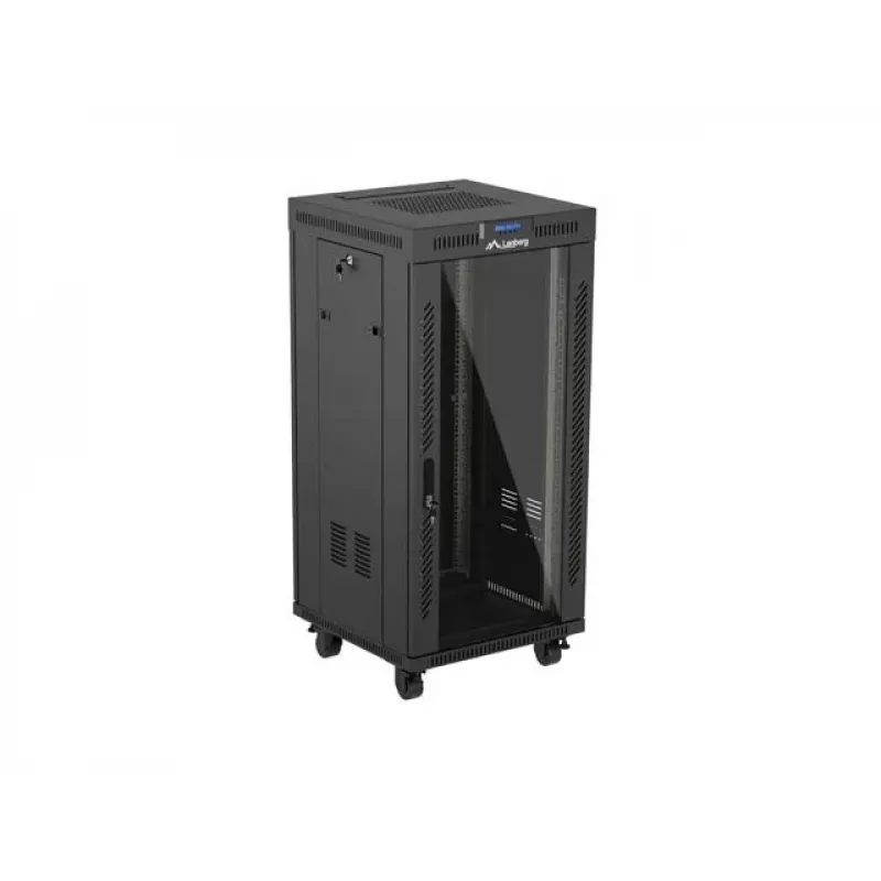 Brīvi stāvošs statīvu skapis LANBERG FF01-6624-12BL 24U 19 collu 600×600 mm, IP20, 1200 kg, melns