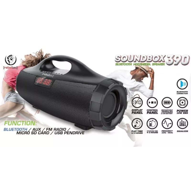Mobilais skaļrunis Rebeltec SoundBox 390 Melns