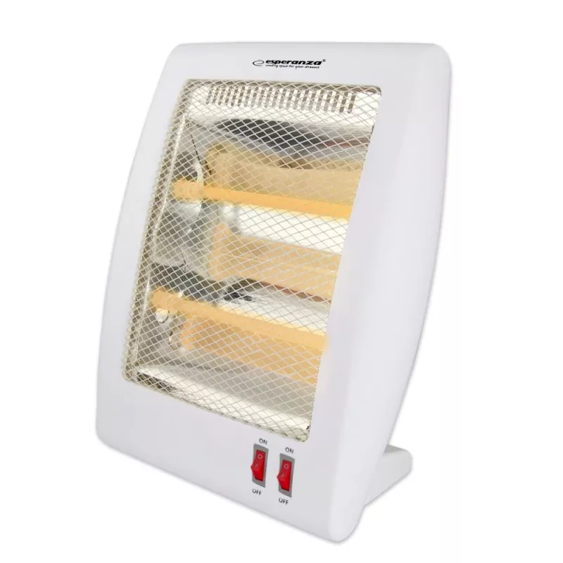 Kvarca elektriskais telpu sildītājs ESPERANZA EHH010 400W/800W, balts, 1,2 m vads, pogas, regulējams termostats
