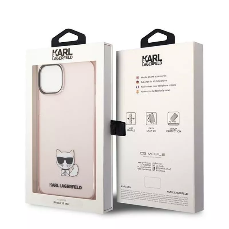 Karl Lagerfeld KLHCP14MCTRI Iphone 14 Plus / 15 Plus 6.7 Hardcase Rozā / Rozā Caurspīdīgs Choupette Korpuss