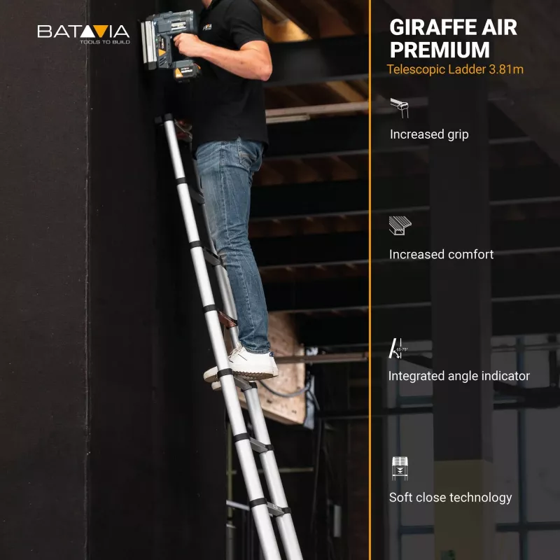 Teleskopiskās kāpnes Batavia B.V. Giraffe AIR 3.81 m, kompaktas izbīdāmas alumīnija kāpnes