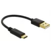 DeLOCK USB uzlādes kabelis Type-A uz USB Type-C 15 cm melns