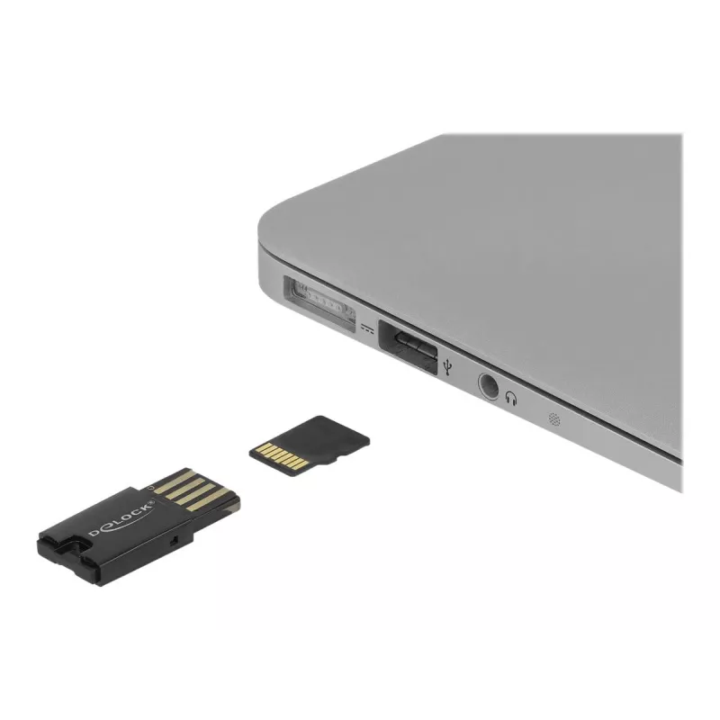 DeLOCK USB 2.0 karšu lasītājs melns Micro SD MicroSDHC MicroSDXC 480 Mbit/s