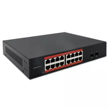 Tīkla slēdzis QOLTEC 52364 — Gigabit Ethernet PoE 16xRJ45, 2xSFP