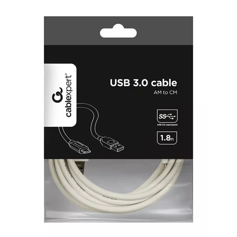 Gembird CCP-USB3-AMCM-6-W USB kabelis USB 3.2 Gen 1 (3.1 Gen 1) 1,8 m USB A USB C Balts