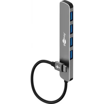 Goobay 79157 - USB-C 3.2 centrmezgls 4 porti 5 Gbit/s 4x USB-A 3.2 - Digitālais/Dati (79157)